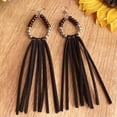 thumbnail image 6 of Bohemian Turquoise Beading Velvet Tassel Long Fringe Dangle Drop Earrings Gift, 6 of 7