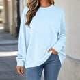 thumbnail image 6 of Relaxed Fit Sweatshirt for Women Crewneck Pullover Long Sleeve Textured Top with Pockets, 6 of 7