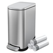 Tidy in Silence! 2.6 Gal Step Trash Can | Slim Stainless Steel with Anti-Fingerprint & Removable Liner