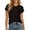 Black, variant on Women's Solid Casual Tee Everyday Lightweight Top Comfortable Fit Breathable Round Neck Slub Spring Summer Wear (White,M)