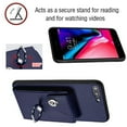 thumbnail image 5 of Wallet Case Compatible for iPhone 8 Plus / iPhone 7 Plus with Card Holder, Rotation Finger Ring Kickstand Card Slots Case, Classic PU Leather Shockproof Magnetic Button Cover, Blue, 5 of 6