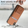 thumbnail image 4 of Magnetic Carbon Fiber Case for iPhone XR with Holder Kickstand, Fiber Texture Wallet Phone Case with Card Holder Durable Military Grade Protection Cover for iPhone XR, Brown, 4 of 10