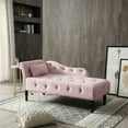 thumbnail image 1 of Holaki 60.6" Velvet Chaise Lounge Buttons Tufted Nailhead Trimmed Solid Wood Legs with 1 Pillow,Light Pink, 1 of 9