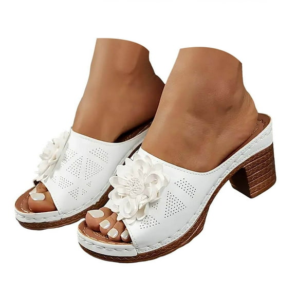 Mostsola Sandals for Women 2025 Boho Dress Shoes Backless Heels Summer Casual Slip on Shoes Pumps