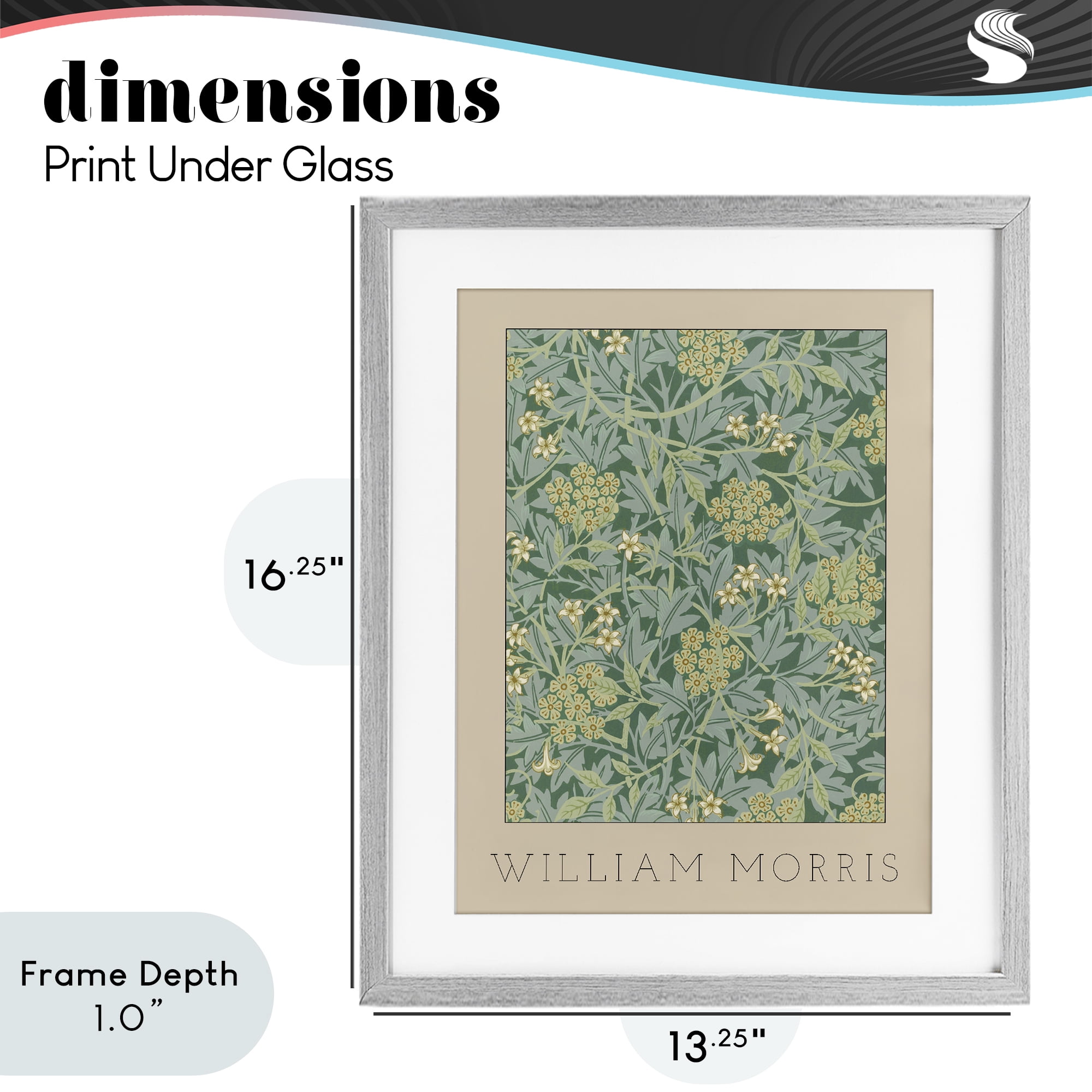 Stupell Industries William Morris Green Tones Gray Framed Print Under Glass, design by Lil' Rue
