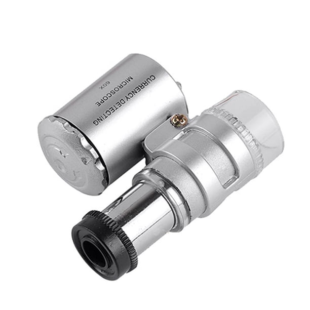 Portátil 60x Eye Jewelry Loop Loupe Luces LED ABS Lupa Monedas de aumento Microscopio Plata kenally PJ7038-00B