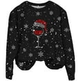 thumbnail image 4 of Chandail Décontracté Sans Capuche pour Femme, Automne Hiver, Flocon de Neige de Noël, Verre Rouge Imprimé, Col Rond, Manches Longues, 4 of 4