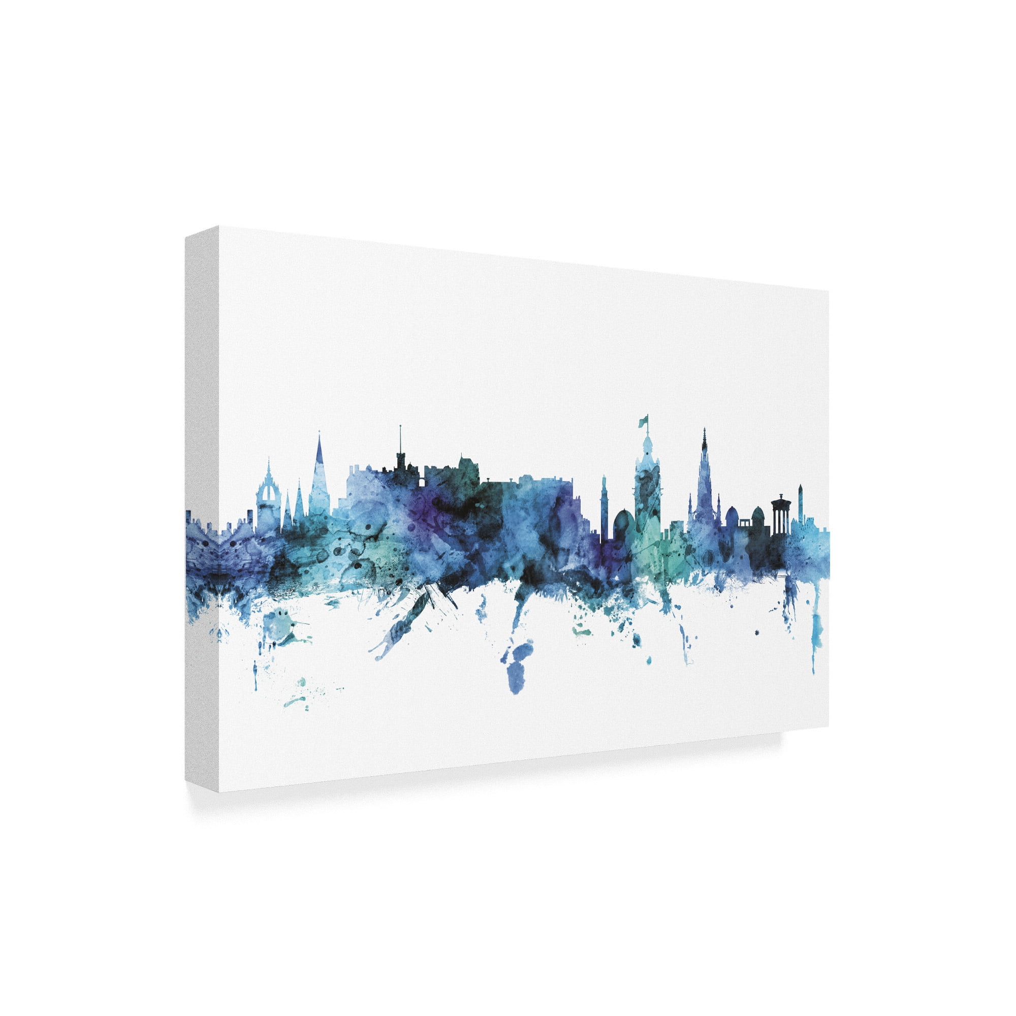 Trademark Fine Art 'Edinburgh Scotland Blue Teal Skyline' Canvas Art by Michael Tompsett