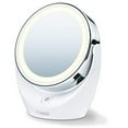 thumbnail image 2 of 5x Magnifying Double-Sided Cosmetic Vanity Makeup Mirror Illuminated LED Lights, 360° Degree Swivel Rotation, On/Off Button, Chrome Finish, Cordless, Batteries Included, ABS49, 2 of 3