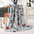 thumbnail image 2 of Blue Baseball Gear Pattern Blanket,Comfortable Soft Flannel Throw Blanket,All Season,Warm Lightweight Blankets for Sofa Bed Couch Living Room Chair,60"x80", 2 of 4