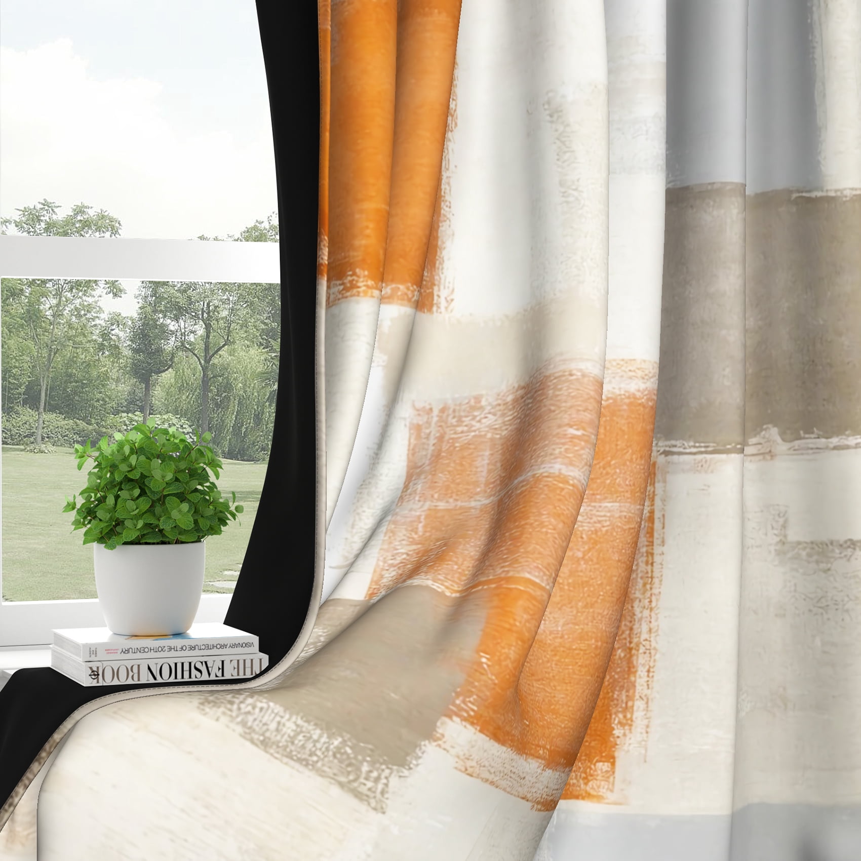 Orange Abstract Blackout Window Curtains for Living Room,Thermal Insulated Curtains,52x84 Inch,Set of 2