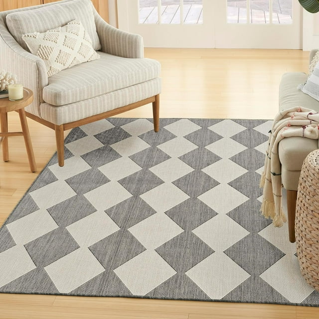 Nourison Positano Indoor/Outdoor Charcoal 4' x 6' Area Rug Charcoal 4' x 6' (Rectangular)
