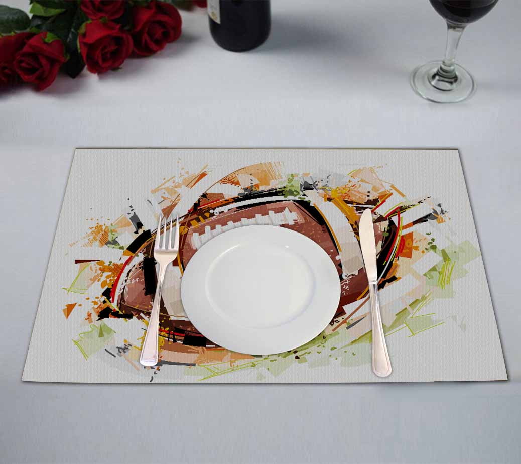 PKQWTM Sketchy Football Kitchen Dining Table Mats Placemats Size 12x18
