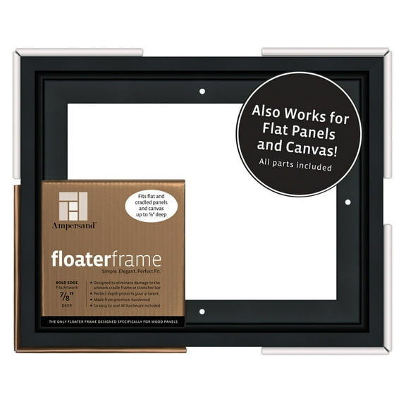 Ampersand Art Floaterframes Bold Edge (3/8" Face) 1-7/8" Frame Profile for 7/8" Deep Artwork 8" x 10" Black