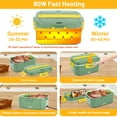 thumbnail image 5 of Electric Lunch Box Food Heater, Portable Food Warmer, 80W 1.8L Stainless Steel Electric Heating Lunch Boxes for Car/Adults/Home/Work, with SS Fork & Spoon and Insulated Carry Bag, Green, 5 of 9