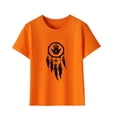 thumbnail image 1 of Penkiiy Chemise Orange Taille Enfant, Chemise Tendance Enfant T-shirt Imprimé Col Rond Confortable T-shirt Ample Manches Courtes Blouse Décontractée pour 3-10 Ans, 1 of 5