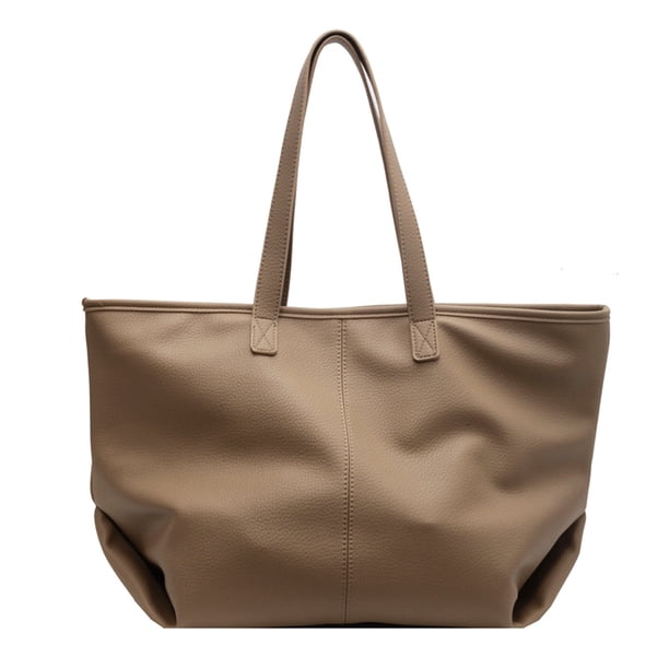 Bolso retro de PU simple de gran capacidad, nuevo bolso de mano, bolso de estudiante de un solo hombro, gris