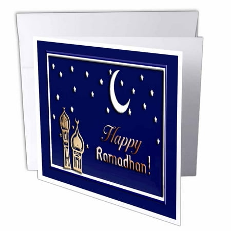 3dRose Ramadan Temples with Blue Sky Stars and Moon , Greeting Cards, 6 x 6 inches, set of (Best Ramadan Greeting Cards)