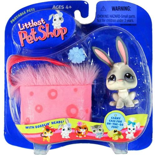 Littlest Pet Shop Portable Pets Bunny Figure with Pink Carry Case