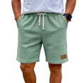 thumbnail image 2 of Domzle Mens Waffle Shorts Summer Casual Textured Knit Drawstring Elastic Waist Comfy Short with Pockets Beach Vacation Light Green L, 2 of 7