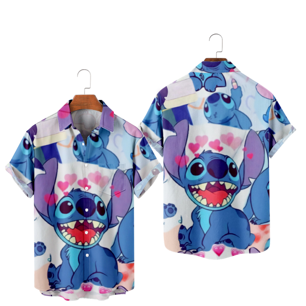 Disney Lilo & Stitch Shirts Oversized Shirts Streetwear Short Sleeve ...