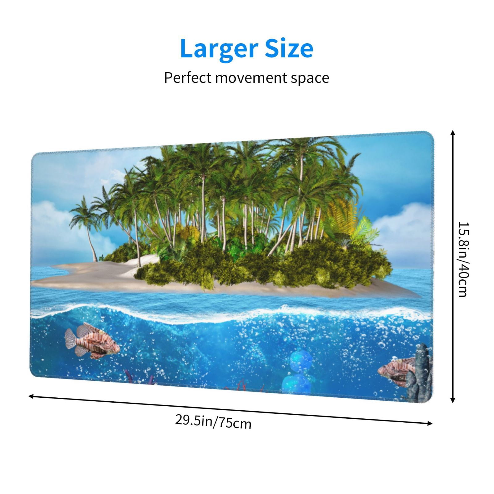 Kdxio Island And Coral Reef Print Large Gaming Mouse Pad,Non-Slip Base,Water Resist Keyboard Pad for Gamer,Office & Home,29.5 x 15.8 in