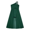 thumbnail image 4 of YEAHDOR Kids Flower Girls Party Dress One Shoulder Rhinestone Romper Wedding Banquet Party Maxi Ball Gown Green 12, 4 of 6