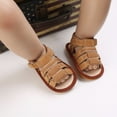 thumbnail image 6 of MEZZALL Spring Summer Children Baby Shoes Girls Boys Sandals Flat Bottom Light Open Toe Hook Loop Solid Color Roman Style Soft Footwear, Brown, 6-12 Months, 6 of 8