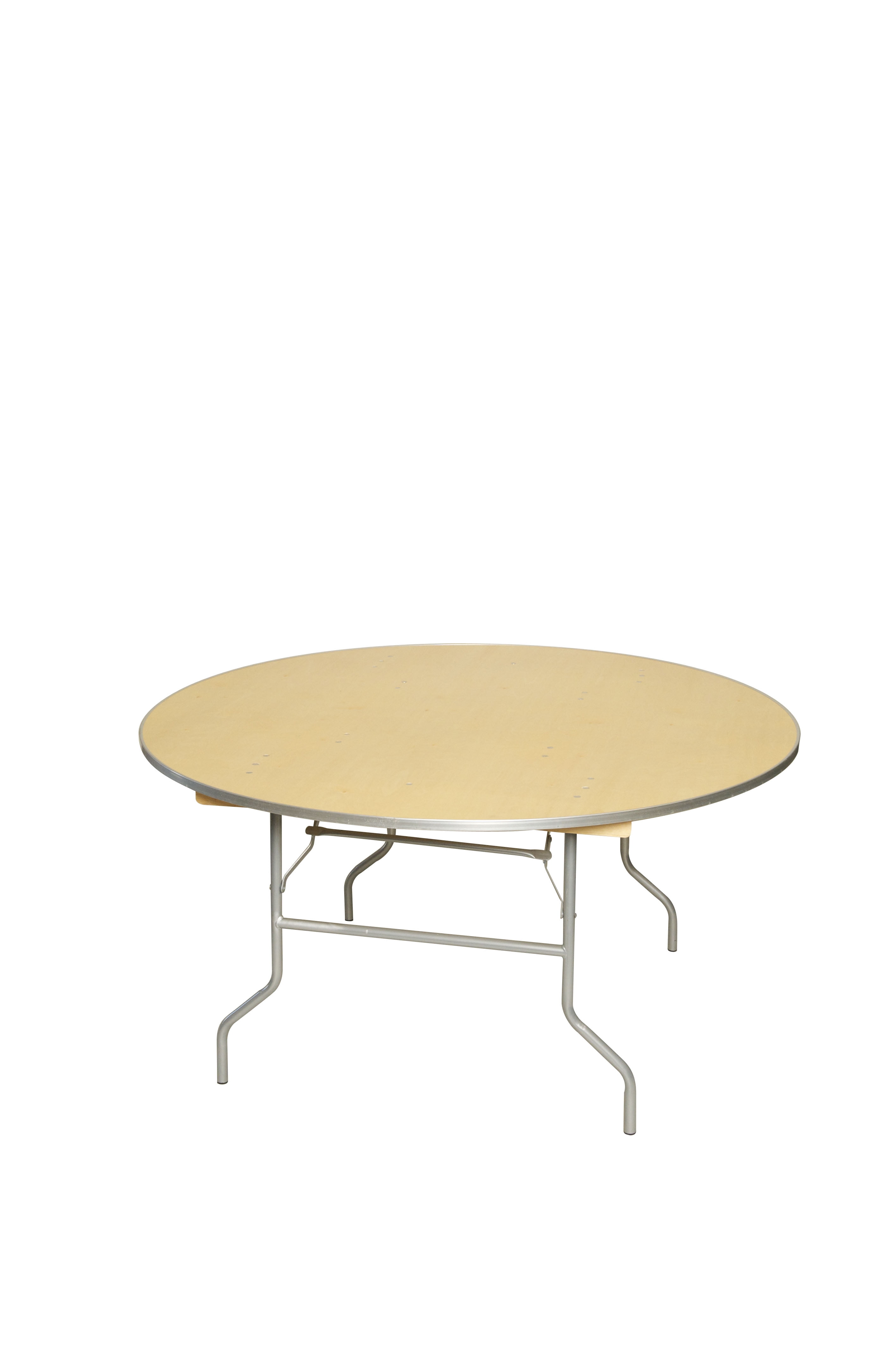 Table 48" WFT Series Russian Birch Wood Round Metal Edge