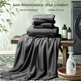 thumbnail image 6 of SONORO KATE 6 Pieces Bamboo Bed Sheets Set, Luxury Rayon Derived - Deep Pockets - Wrinkle Free - Extremely Soft, California King, Black, 6 of 9