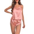 thumbnail image 3 of Cenuakty Women Ice Silk Pajamas Set 2 Pieces Loungewear Suits Solid Color Camisoles Tank Tops and Shorts Sleepwear Outfits, 3 of 7