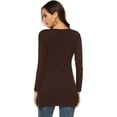 thumbnail image 3 of Fancyglim Womens Scoop Neck Long Sleeve Shirts Fitted Tops(Brown 2XL), 3 of 6
