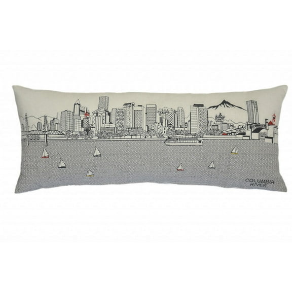 35" White Portland Daylight Skyline Lumbar Decorative Pillow