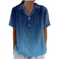 thumbnail image 3 of Women's Short Sleeve V Neck Loose Fit Tops Shirts Blouses Solid Color Casual Daily Wear Vacation Travel Fashion Essential Gift for Women | CSEONE,Dark Blue L, 3 of 9