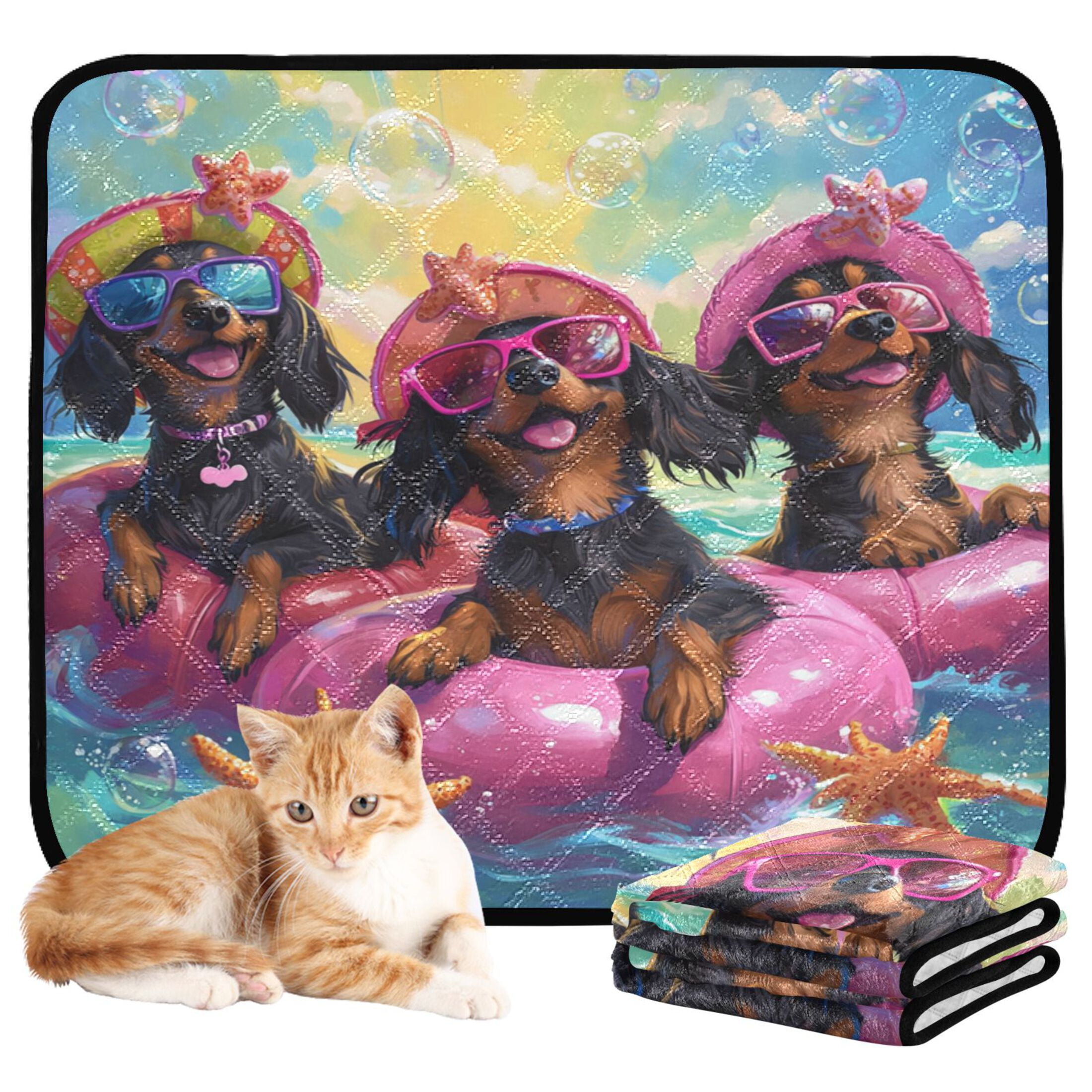 Qxltty Summer Dachshunds Cat litter Pads Pet Set of 2 Diaper Mats Center Anti-leakage Layer Absorbent Soft and Comfortable