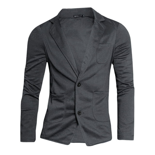 Abrigo Chic para Hombre con Solapa Notch, Manga Larga, Blazer de Punto con Bolsillos, Gris Oscuro 44