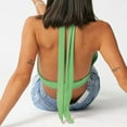 thumbnail image 5 of Women's Deep V Neck Halter Crop Top Tie Back Sleeveless Backless Cami, 5 of 8