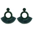 thumbnail image 1 of Pendientes de borlas de aro con cuentas, grandes pendientes colgantes de flecos con estilo bohemio verde oscuro, 1 of 3