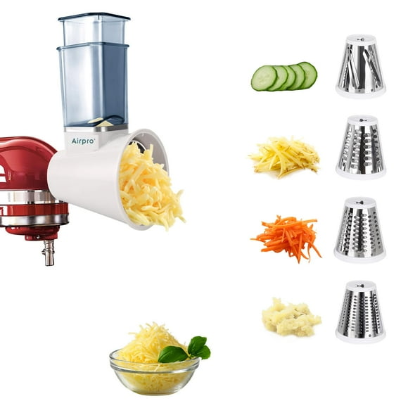 Slicer Shredder Attachment for KitchenAid Stand Mixer, Salad Machine with Vegetable Slicer, Salad Maker, Food Slicers Cheese Grater Attachments for KitchenAid Mixer Dishwasher Safe By Airpro (Blue)