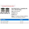 thumbnail image 2 of Rear Brake Pad Set - Compatible with 2018 - 2023 Kia Stinger 2019 2020 2021 2022, 2 of 2
