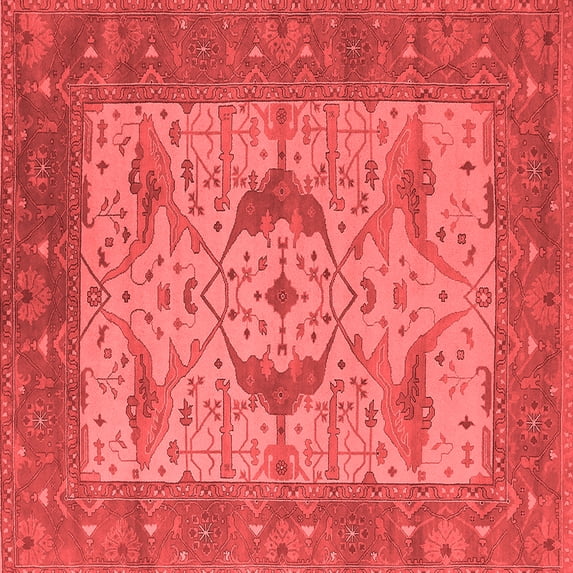 Ahgly Company Indoor Square Oriental Red Industrial Area Rugs, 7' Square