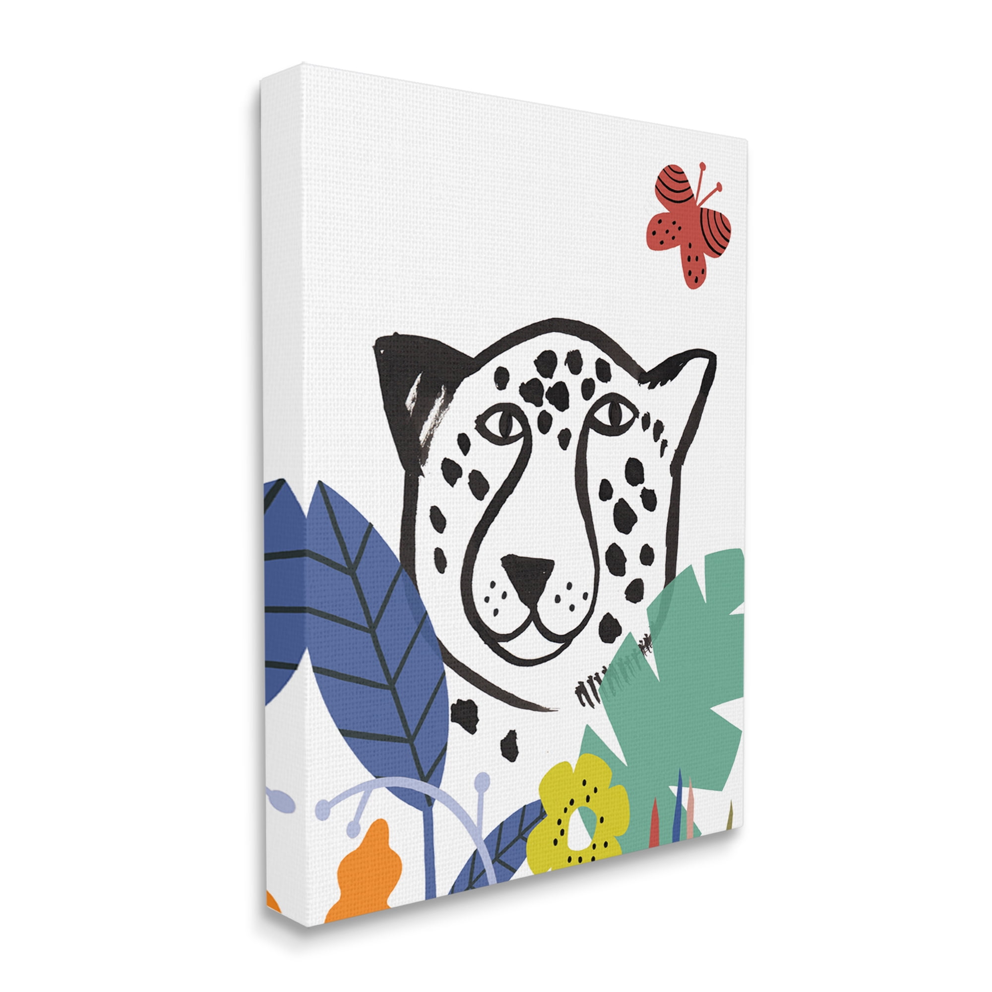 Stupell Industries Leopard Flower Foliage Jungle Cat Safari Portrait,36 x 48, Design by Abi Hall