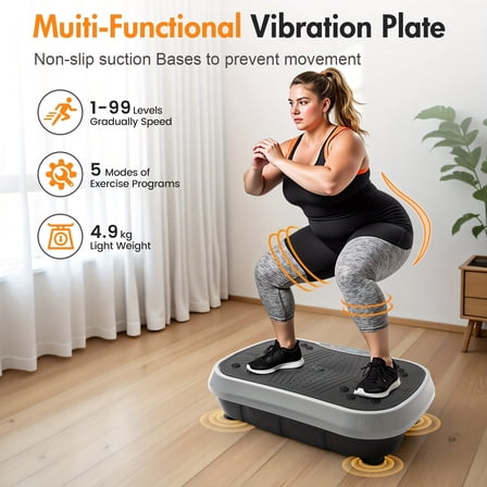 Vibration Plate Exercise Machine Fat Burner, Exercise Equipment Whole Body Workout Power Vibration Fitness Platform With Resistance Bands, Music, And Remote Control For Home Conditioning Training