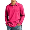 thumbnail image 3 of LWavelet Men's Long Sleeve Polo Shirts with Chest Pocket Relaxed Fit Breathable Business Casual Golf Shirts for Men, 3 of 7