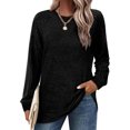 thumbnail image 2 of ATOYSOY Women's Casual Ribbed Shirts Knitted Sweaters Loose Tops Color Block Pullover Workout Long Sleeve Tees Fall Winter Fashion Crew Neck Sweatshirts Outwear Black M, 2 of 5