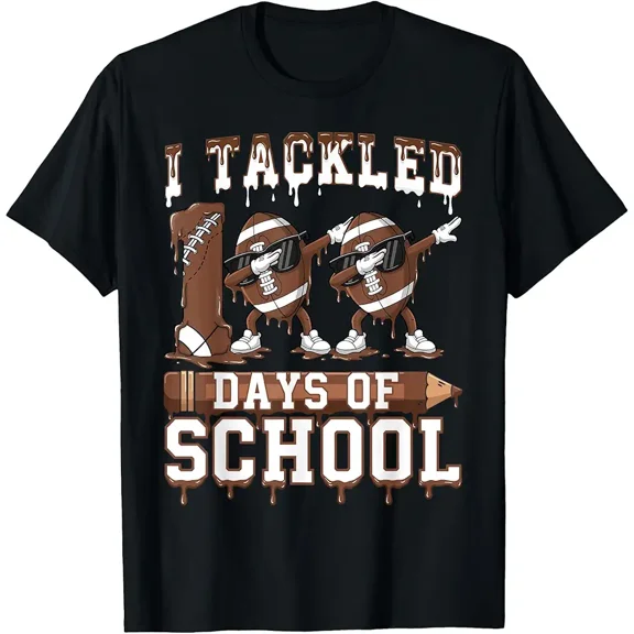 Kids 100 Days of School Boys 100th Day of School Football T-Shirt