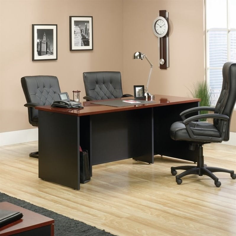 Sauder Via Executive Desk In Classic Cherry Walmart Com