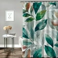 thumbnail image 2 of Orinice Ambesonne teal shower curtain, urban jungle themed leaf phantom, dreamy exotic on solid back, fabric bathroom décor set with hooks, violet-blue petrol blue 69x72, 2 of 7