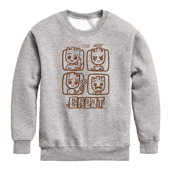 Guardians Of The Galaxy - Groot Grid - Youth Boys Crew Fleece Sweatshirt