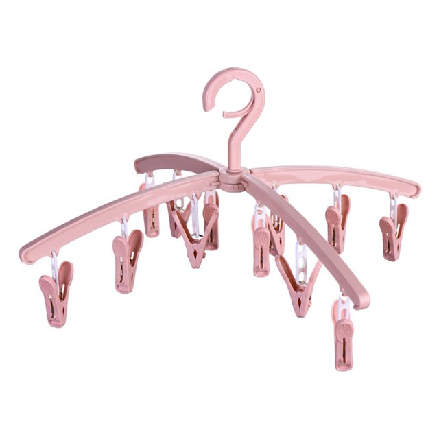 Dinheiro Tendedero plegable con 12 clips para secar calcetines, lencería, ropa de bebé, toallas, tendedero giratorio para calcetines